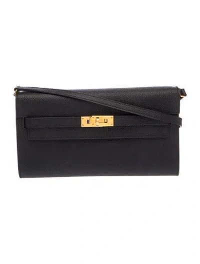 Pre-owned Hermes Epsom Kelly To Go Wallet In Black