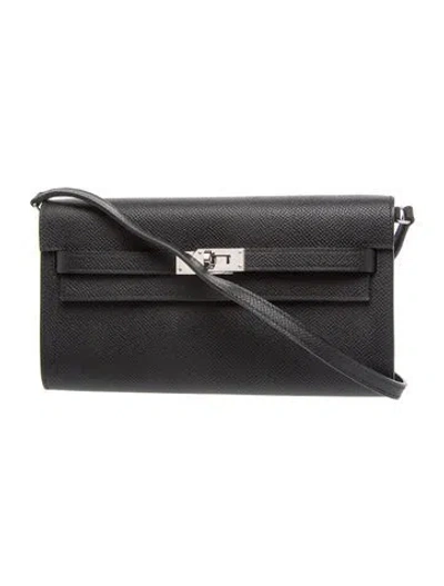 Pre-owned Hermes Epsom Kelly To Go Wallet In Black