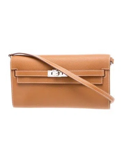 Pre-owned Hermes Epsom Kelly To Go Wallet In Brown