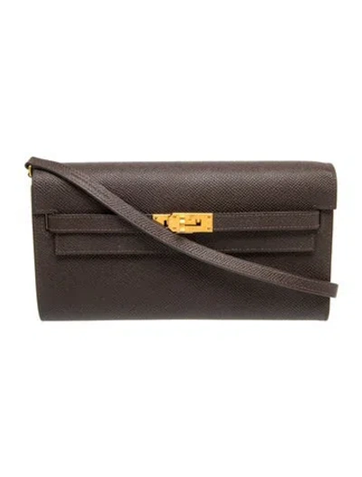 Pre-owned Hermes Epsom Kelly To Go Wallet In Brown