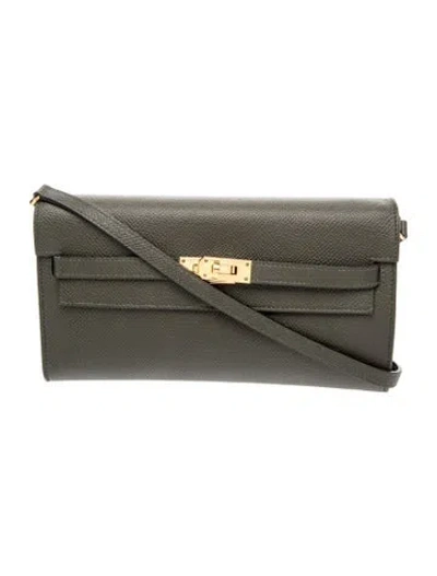 Pre-owned Hermes Epsom Kelly To Go Wallet In Green