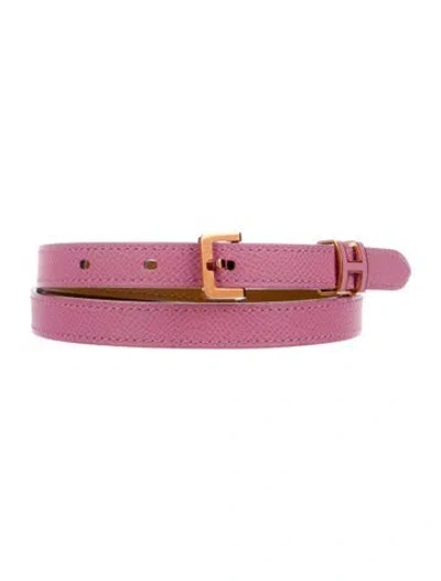 Pre-owned Hermes Epsom Leather Belt Strap Belt In Pink