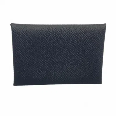 Pre-owned Hermes Epsom Leather Business Card Case () In Black