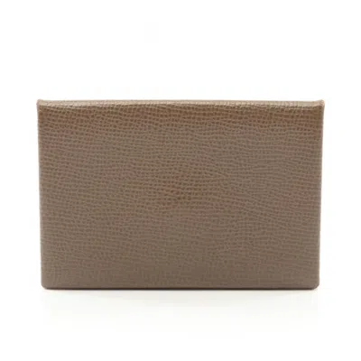 Pre-owned Hermes Epsom Leather Coin Purse/coin Case () In Brown