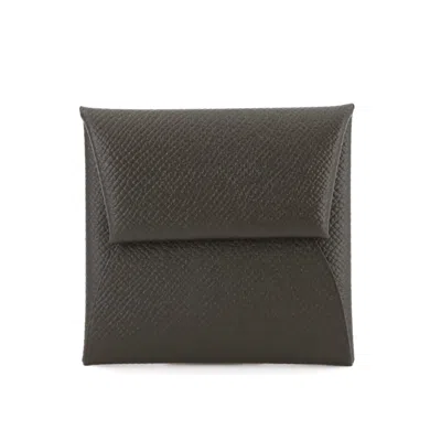 Pre-owned Hermes Epsom Leather Coin Purse/coin Case () In Green
