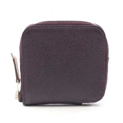 Pre-owned Hermes Epsom Leather Coin Purse/coin Case () In Purple
