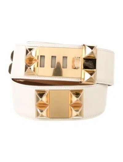 Pre-owned Hermes Epsom Leather Collier De Chien Belt Kit In Neutrals