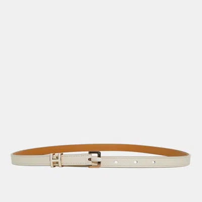 Pre-owned Hermes Epsom Leather Craie Pop H 15 Bicolor Belt In White
