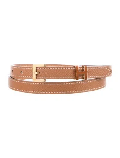 Pre-owned Hermes Epsom Leather H Belt In Brown