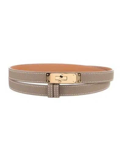 Pre-owned Hermes Epsom Leather Kelly Belt In Neutrals
