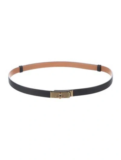 Pre-owned Hermes Epsom Leather Kelly Belt W/ Tags In Black/brown