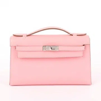 Pre-owned Hermes Epsom Leather Kelly Pochette 20 In Pink