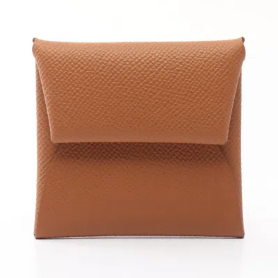 Pre-owned Hermes Epsom Leather Leather Coin Purse/coin Case () In Brown