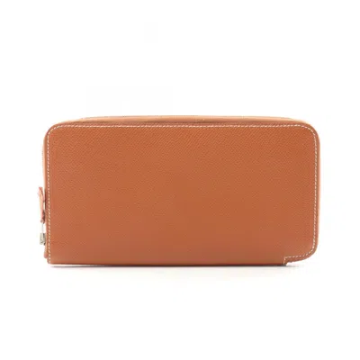 Pre-owned Hermes Epsom Leather Long Wallet (bi-fold) () In Brown