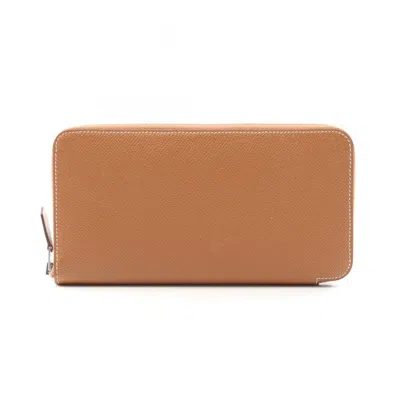 Pre-owned Hermes Epsom Leather Long Wallet (bi-fold) () In Brown