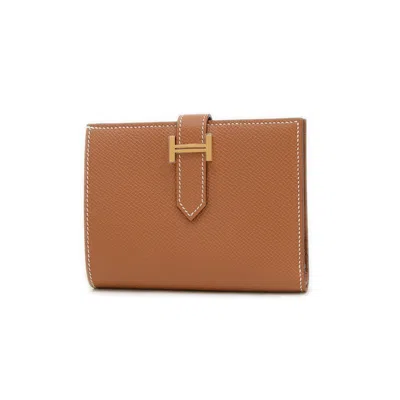Pre-owned Hermes Epsom Leather Wallet (bi-fold) () In Brown