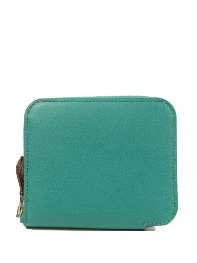 Pre-owned Hermes Epsom Leather Wallet In Green