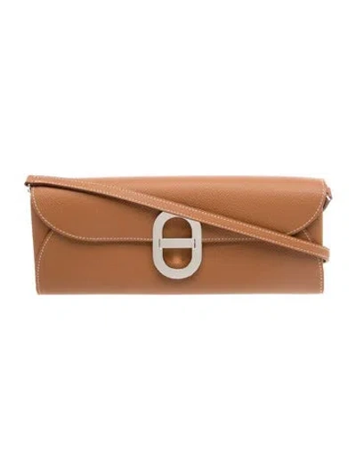Pre-owned Hermes Epsom Maillon Wallet To Go In Brown
