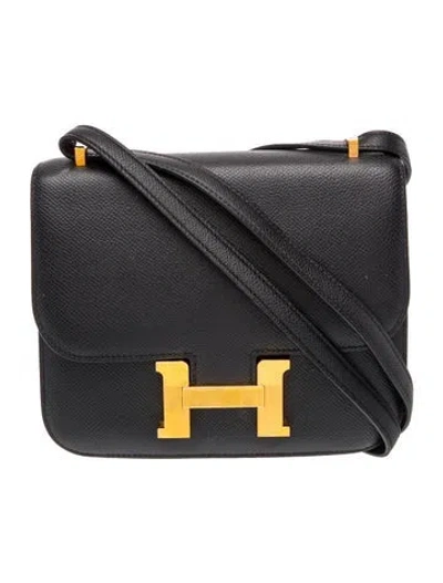 Pre-owned Hermes Epsom Mini Constance 18 In Black