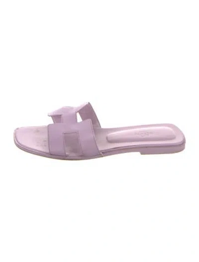 Pre-owned Hermes Epsom Oran H Logo Slides In Purple