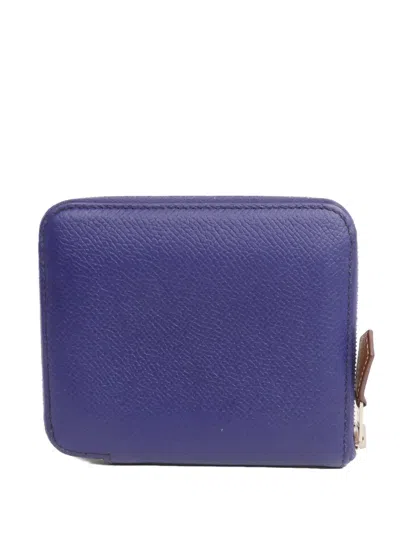 Pre-owned Hermes Epsom Silk'in Compact Leather Wallet In Purple