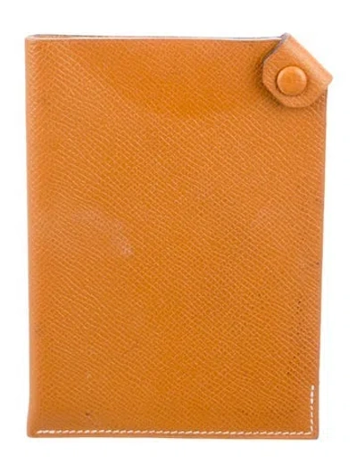 Pre-owned Hermes Epsom Tarmac Passport Holder In Brown