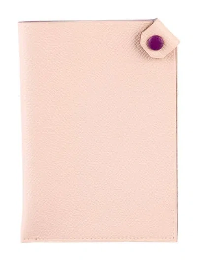 Pre-owned Hermes Epsom Tarmac Passport Holder In Pink