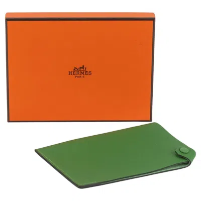 Pre-owned Hermes Hermès Epsom Tarmac Pm Passport Holder In Brown