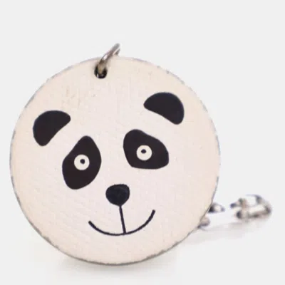 Pre-owned Hermes Epsom White Panda Bag Charm