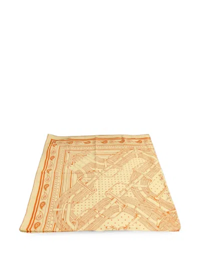 Pre-owned Hermes Equestres Shawl Scarf In Neutral