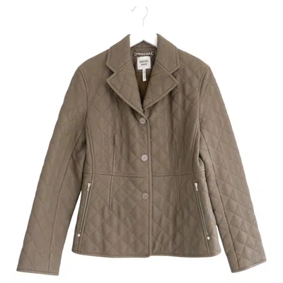 Pre-owned Hermes Equestrian Deerskin Leather Jacket Quilted Taupe In Brown