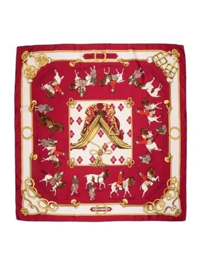 Pre-owned Hermes Equition Japonaise Silk Scarf In Red