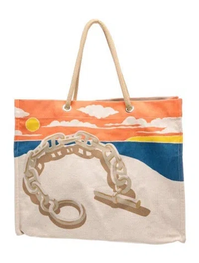 Pre-owned Hermes Escale A La Plage Beach Bag In Neutrals