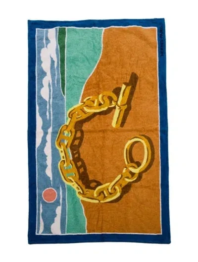 Pre-owned Hermes Escale A La Plage Beach Towel In Blue