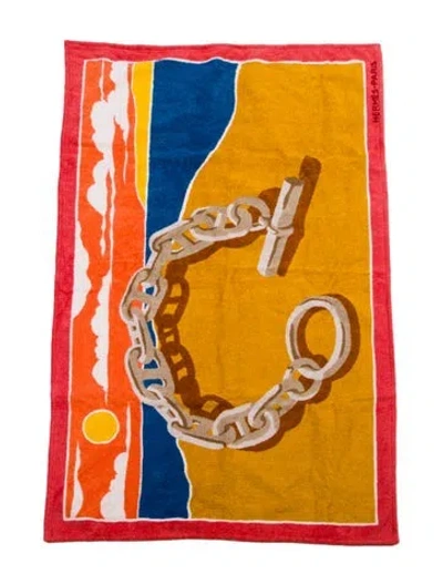 Pre-owned Hermes Escale A La Plage Beach Towel In Orange