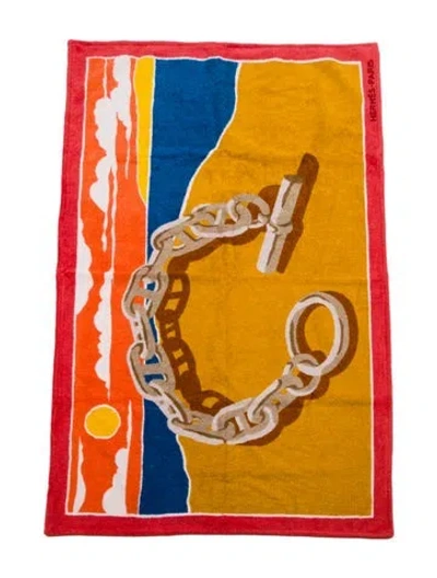 Pre-owned Hermes Escale A La Plage Beach Towel In Orange