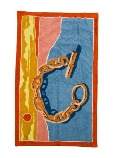 Pre-owned Hermes Escale A La Plage Beach Towel In Orange
