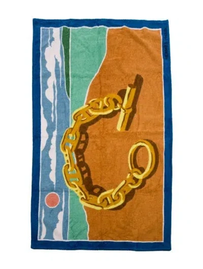 Pre-owned Hermes Escale A La Plage Beach Towel In Orange