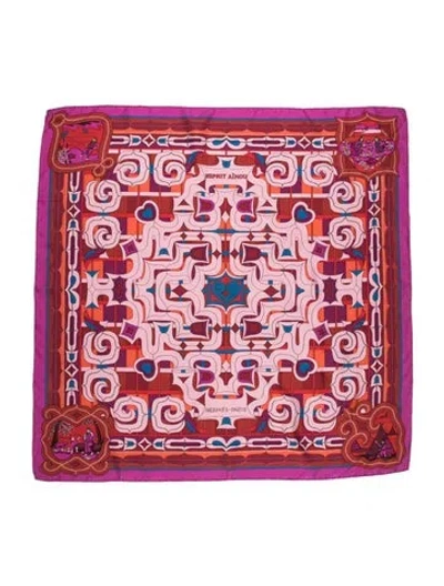 Pre-owned Hermes Esprit Aïnou Silk Scarf In Purple