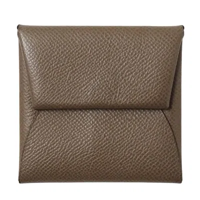 Pre-owned Hermes Etain Epsom Leather Coin Purse/coin Case () In Gray