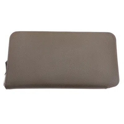 Pre-owned Hermes Etain Epsom Leather Long Wallet (bi-fold) () In Gray