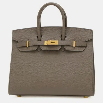 Pre-owned Hermes Etain Epson Birkin 25 Handbag In Brown