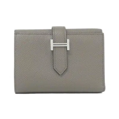 Pre-owned Hermes Etain Etoupe Gray Epsom Leather Wallet (tri-fold) () In Etain, Etoupe Gray
