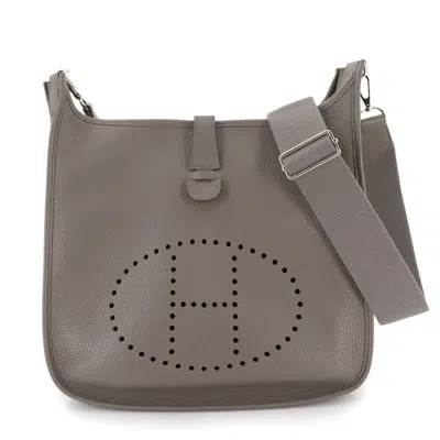 Pre-owned Hermes Etain Taurillon Clemence Leather Shoulder Bag () In Gray