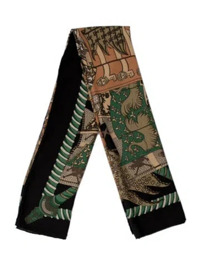 Pre-owned Hermes Etendards Et Bonnières Cashmere Scarf In Black