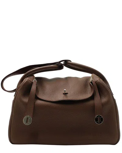 Pre-owned Hermes Hermès Etoupe Brown Clemence Leather  Lindy 30 Bag (authentic Pre-loved)