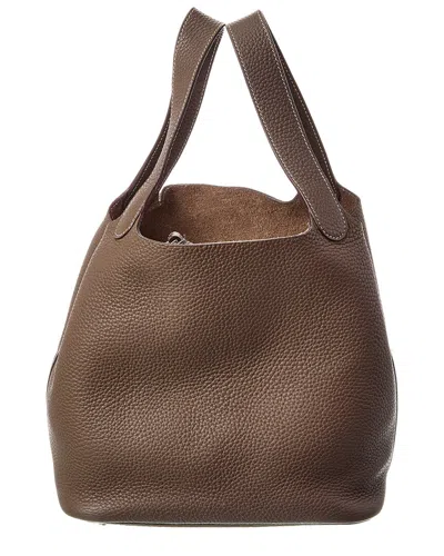 Pre-owned Hermes Hermès Etoupe Clemence Picotin 22 (authentic Pre-loved)