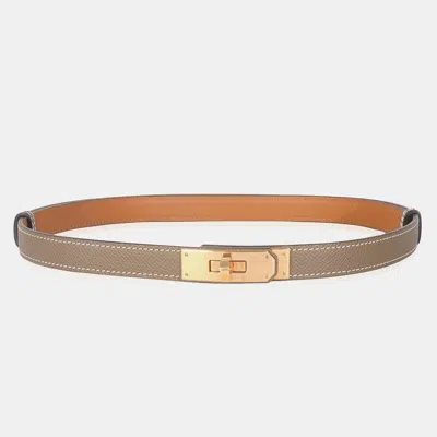 Pre-owned Hermes Etoupe Epsom Kelly Belt In Brown