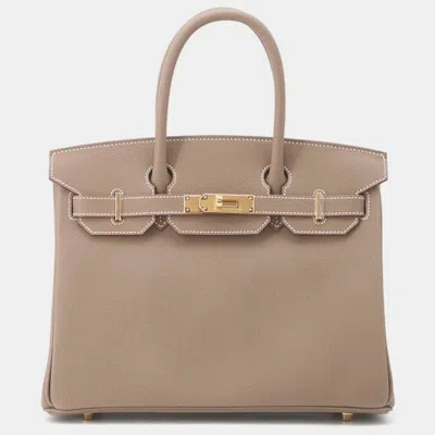 Pre-owned Hermes Etoupe Epsom Leather Birkin 30 Tote Bag In Brown