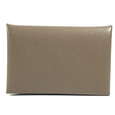 Pre-owned Hermes Etoupe Epsom Leather Card Case () In Multi